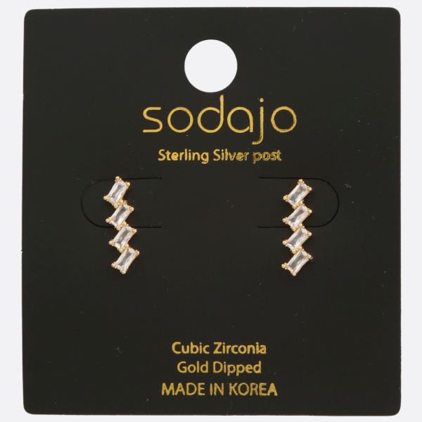 SODAJO CZ GOLD DIPPED STERLING SILVER POST EARRING