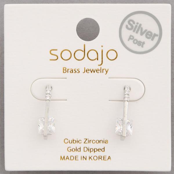 SODAJO CZ GOLD DIPPED BAR EARRING