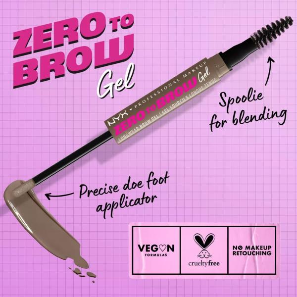 NYX PROFESSIONAL MAKEUP ZERO TO BROW LONGWEAR EYEBROW GEL - 0.06 FL OZ