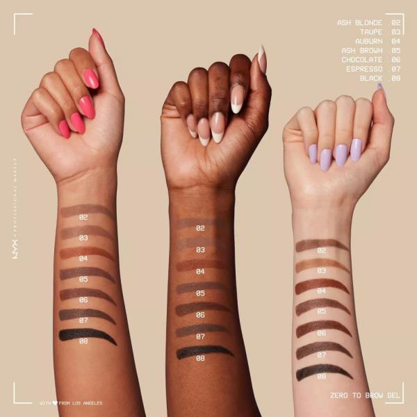 NYX MAKEUP ZERO TO BROW LONGWEAR BROW GEL (3 UNITS)