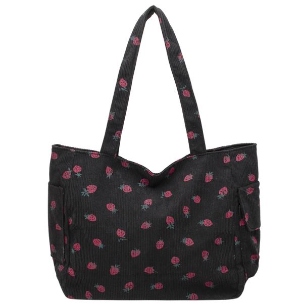 STRAWBERRY PATTERN SHOULDER TOTE BAG