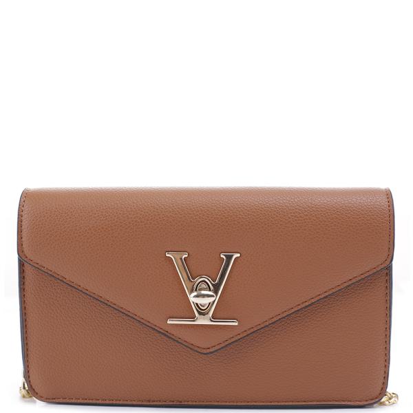 SMOOTH V TWIST DESIGN FLAP CROSSBODY BAG