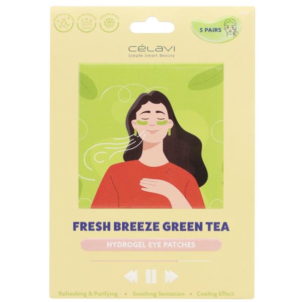 CELAVI FRESH BREEZE GREEN TEA HYDROGEL EYE PATCHES