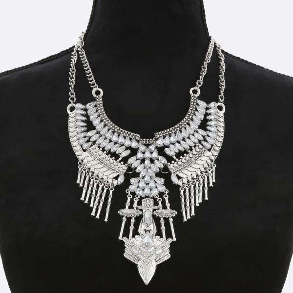 CHUNKY RHINESTONE BOHO METAL NECKLACE