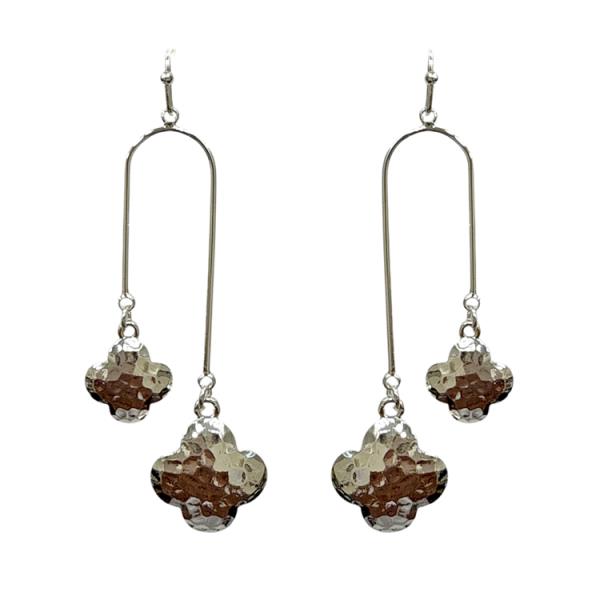 HAMMERED METAL MOROCCAN U SHAPE DANGLE EARRING