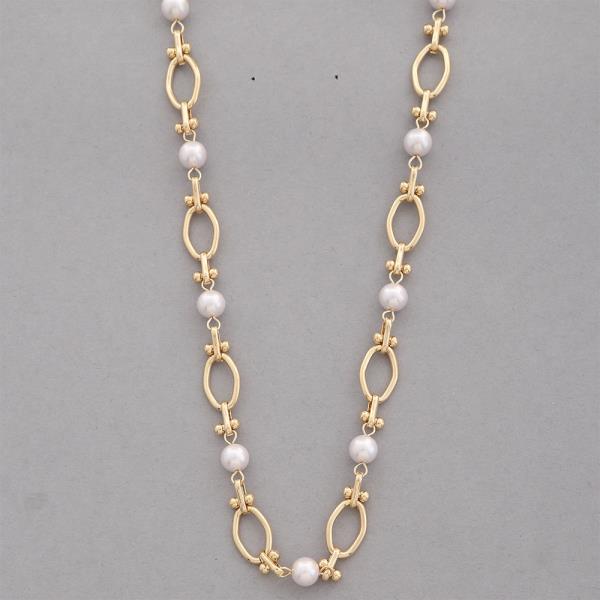 OVAL BALL BEAD LINK METAL NECKLACE