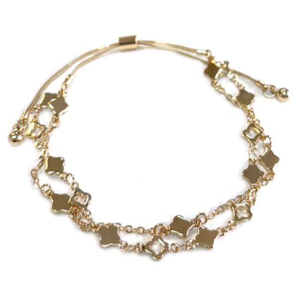 METAL CHAIN MULTI-LAYER CLOVER LINK BRACELET