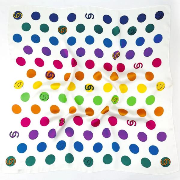 DOT PATTERN COLORFUL POLKA SILKY SQUARE BANDANA NECK SCARF