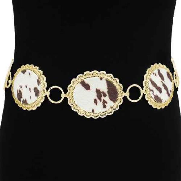 METAL ENGRAVED OVAL CONCHO CHAIN BELT