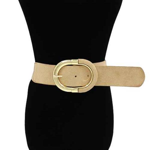 OVAL METAL BUCKLE WIDE BELT