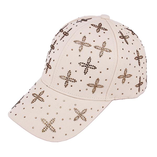 RHINESTONE FLOWER STUDDED FASHION CAP
