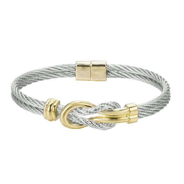 TWO TONE LOVE KNOT FLEXIBLE BAND MAGNETIC BRACELET