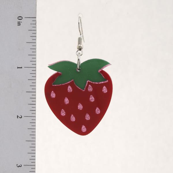 GLITTER STRAWBERRY DANGLE EARRING