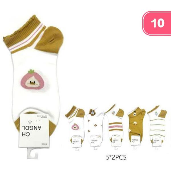 CUTE CHARACTER ANKLE SOCKS (10 UNITS)