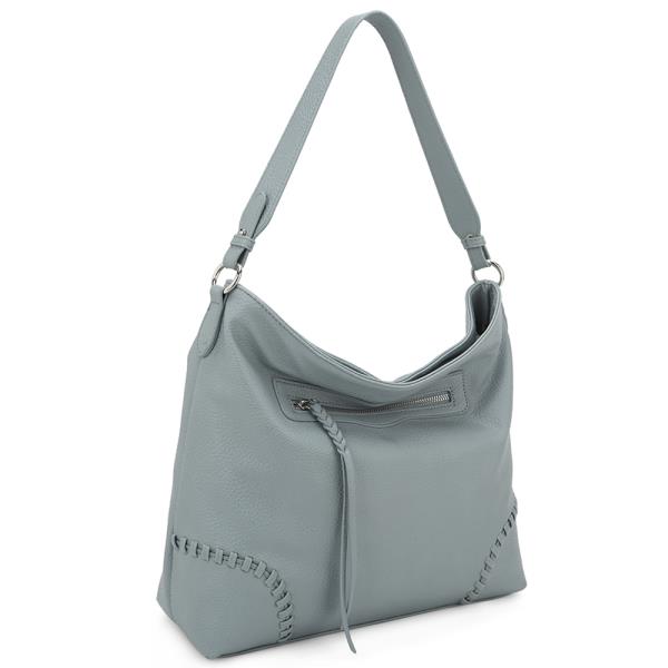 PLAIN ZIPPER SHOULDER HOBO BAG