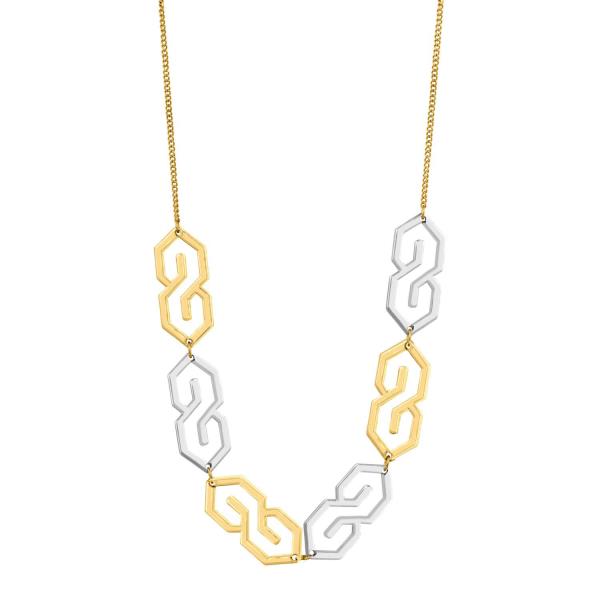 TWO TONE ORGANIC SHAPE METAL NECKLACE