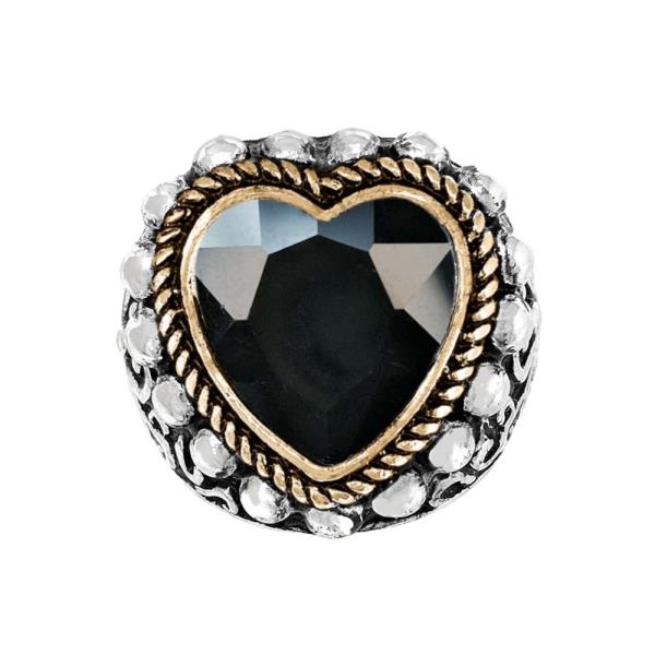 FILIGREE PATTERN HEART STONE STRETCH RING