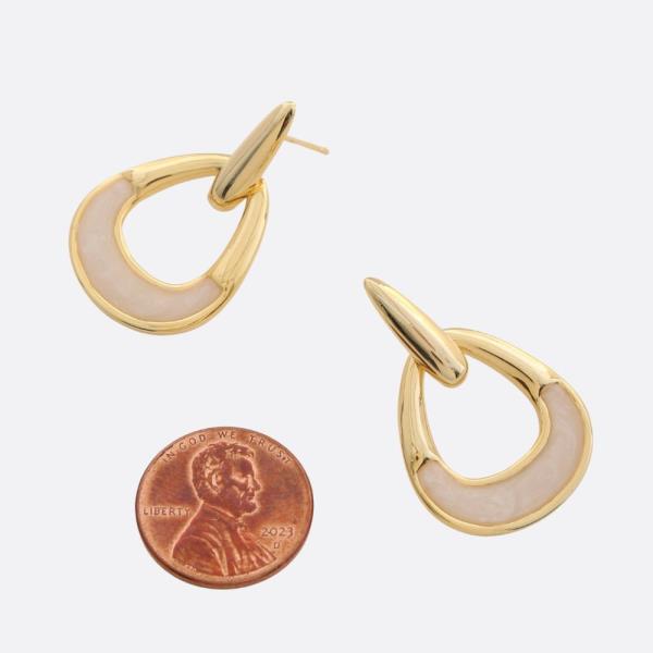 SODAJO WIDE TEARDROP METAL LINK GOLD FILLED EARRING