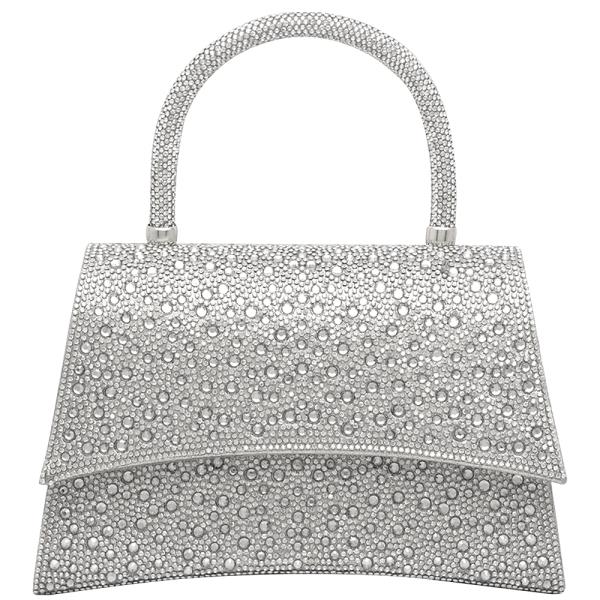 STUDDED TOP HANDLE CLUTCH BAG