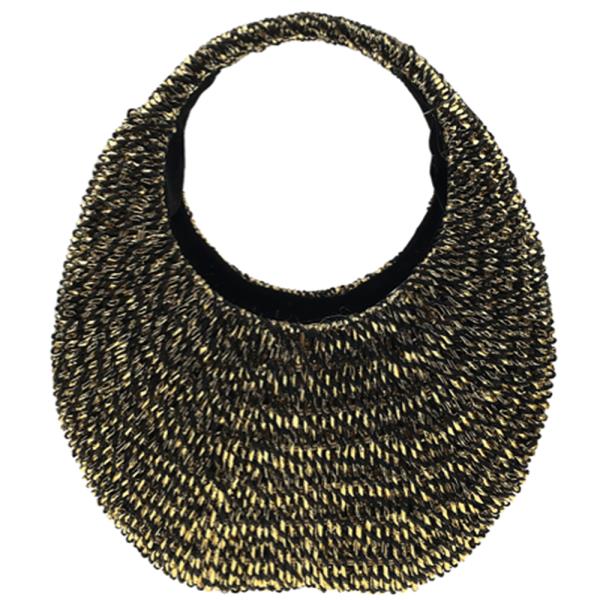 METALLIC WOVEN STRAW SHOULDER BAG