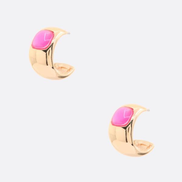 TWO TONE WIDE HOOP METAL EARRING