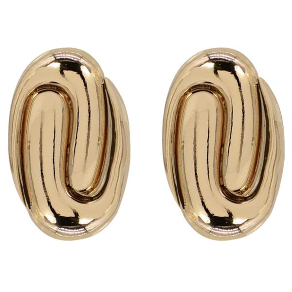 TWO TONE OVAL METAL EARRING