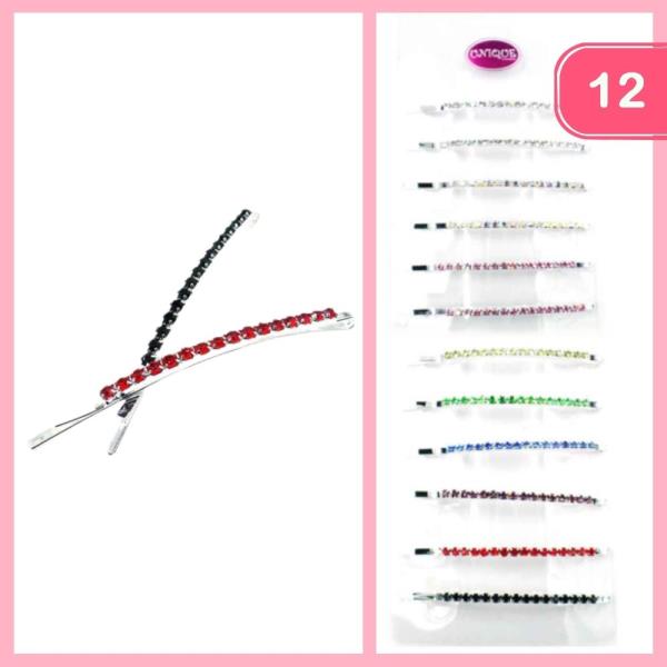 RHINESTONE METAL HAIR CLIPS (12 UNITS)