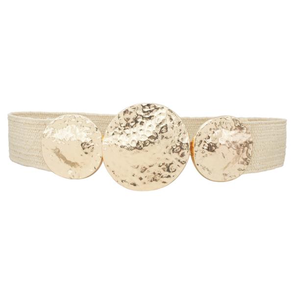 PLUS POUNDED ORGANIC DISC OPEN FRT STRAW ELASTIC BELT