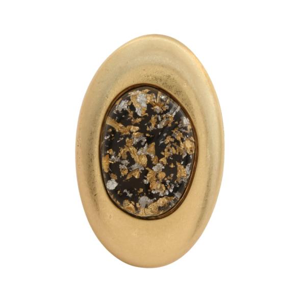OVAL STONE METAL RING