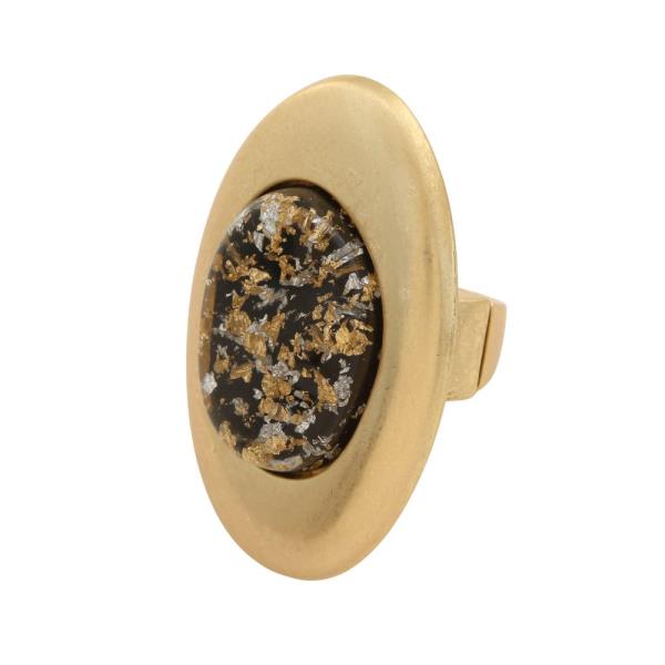 OVAL STONE METAL RING