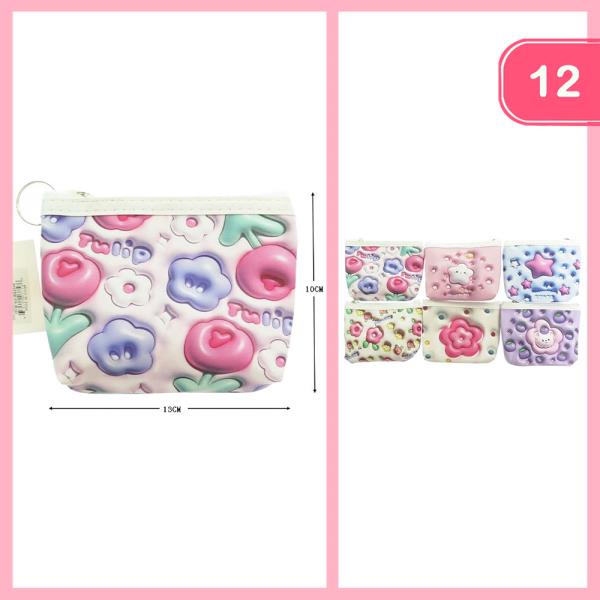 FLOWER PRINT ASSORTED POUCHES (12 UNITS)