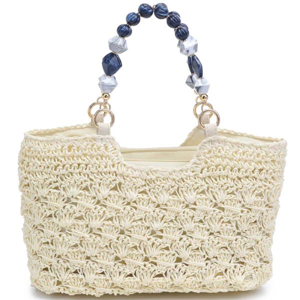 CROCHET DESIGN NORA BEADED HANDLE TOTE BAG