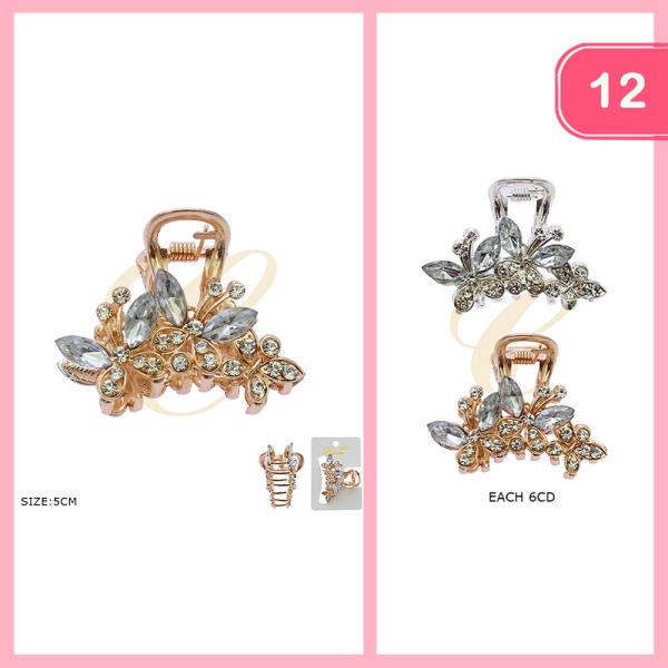 RHINESTONE BUTTERFLY CLAW HAIR CLIP (12 UNITS)
