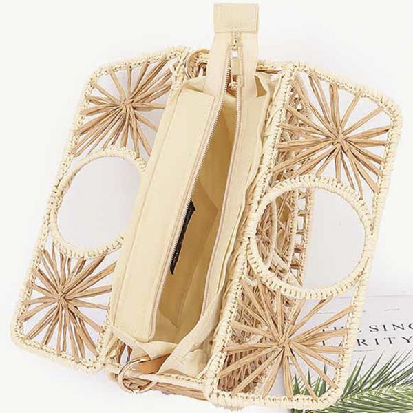 HANDMADE FAUX STRAW BANDLE BAG