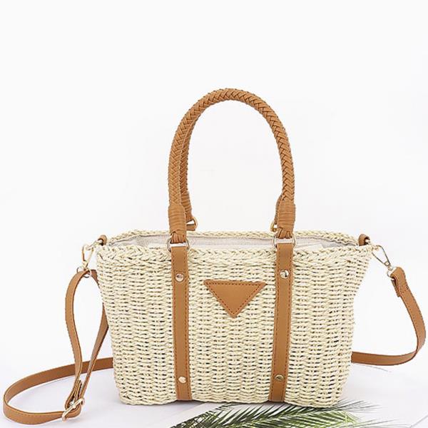 FAUX STRAW TOTE BAG