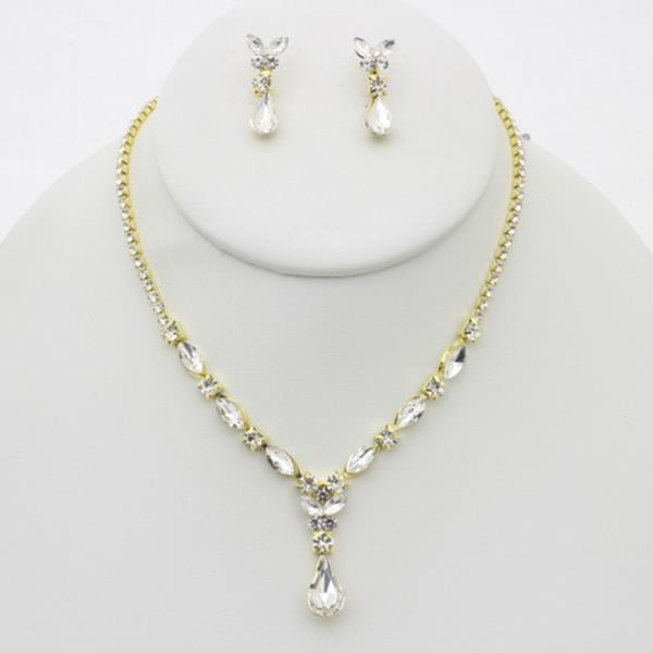 TEARDROP MARQUISE RHINESTONE NECKLACE