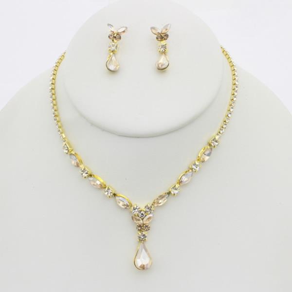 TEARDROP MARQUISE RHINESTONE NECKLACE