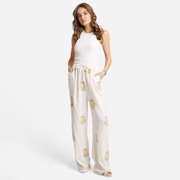 EMBROIDERED WIDE LEG PANTS