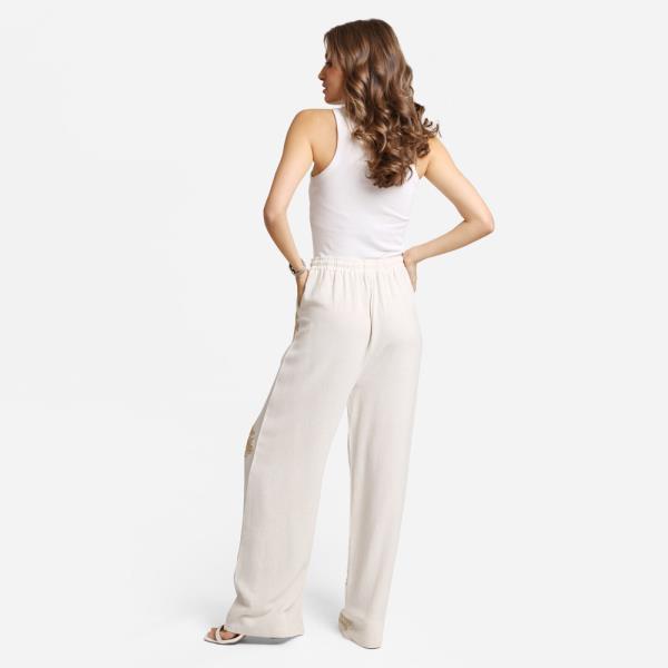 EMBROIDERED WIDE LEG PANTS