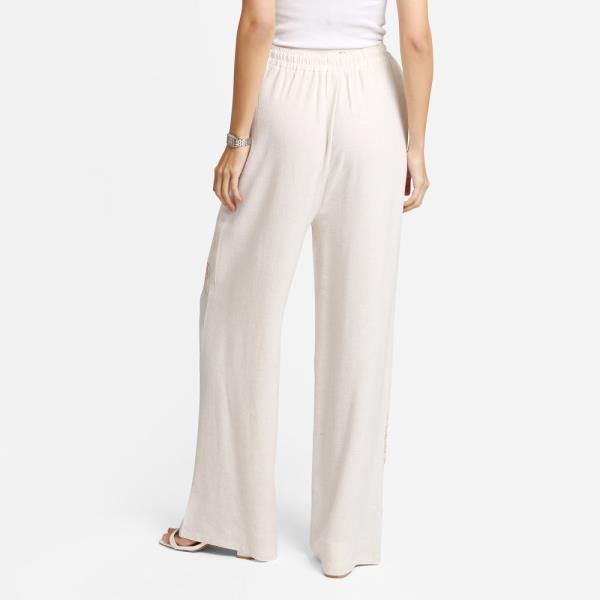 PAISLEY EMBROIDERED WIDE LEG PANTS