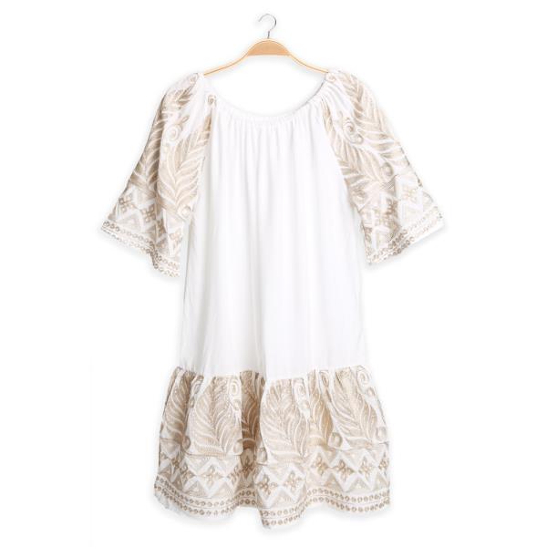 LEAVES EMBROIDERED DRESS