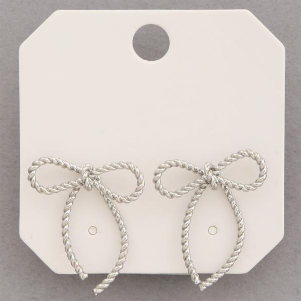 RIBBON BOW METAL EARRING