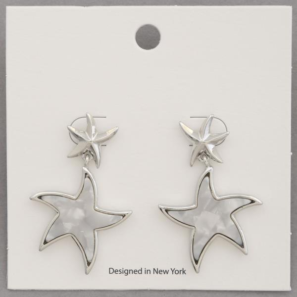 MOTHER OF PEARL STARFISH LINK DANGLE EARRING