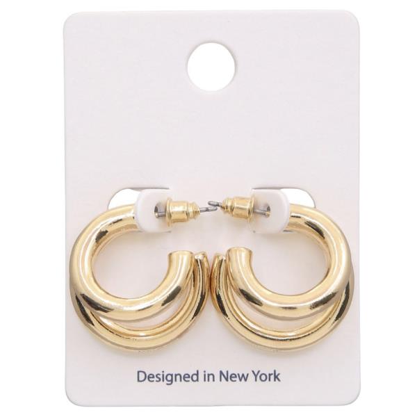 TWO TONE OPEN HOOP EARRING