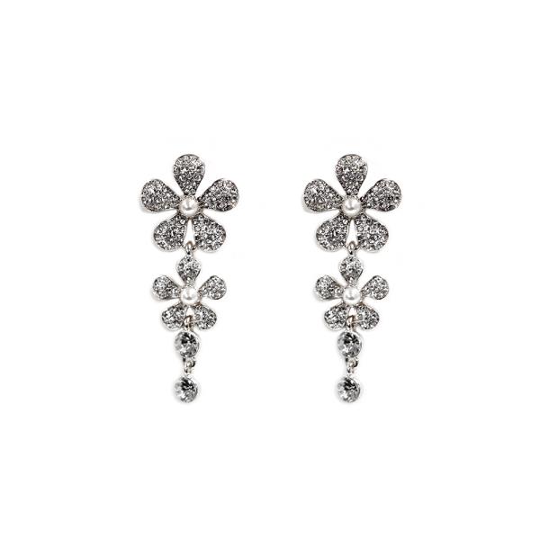 DOUBLE FLOWER RHINESTONE EARRING