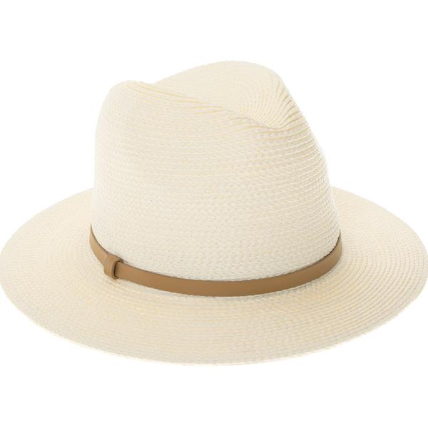 SUMMER FEDORA HAT IN PAPER RAFFIA STRAW WITH A VEGAN LEATHER BELT