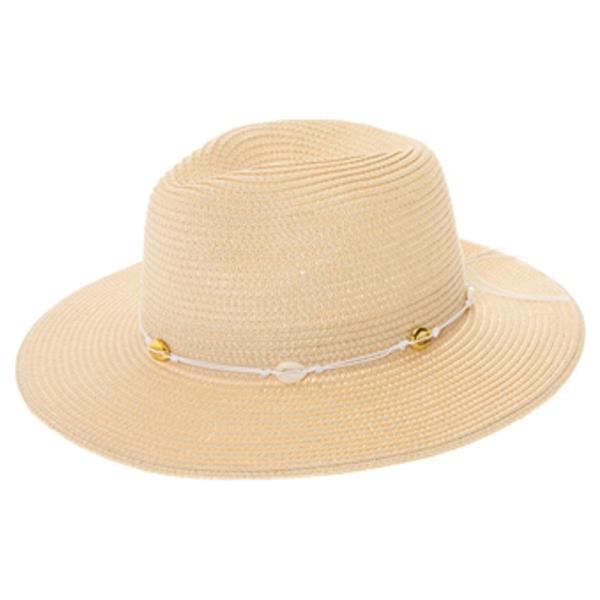 CLASSIC STRAW PANAMA HAT W/ SHELL TRIM