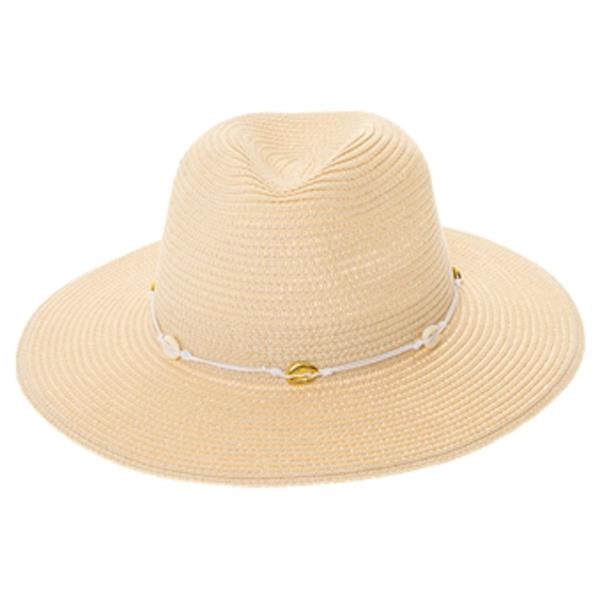 CLASSIC STRAW PANAMA HAT W/ SHELL TRIM