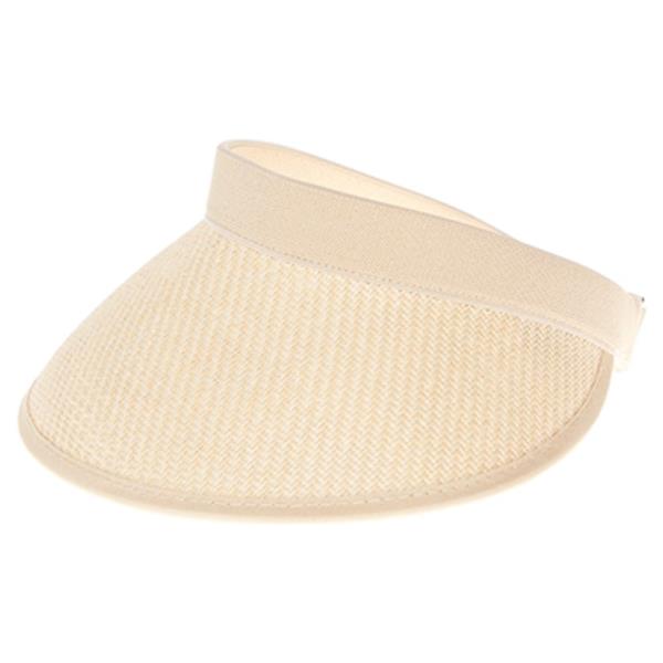STRAW SUN VISOR HAT WITH STRETCHY ADJUSTABLE BAND