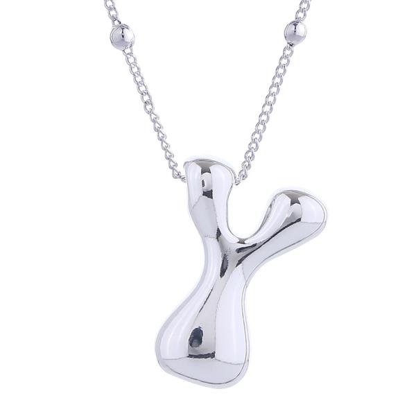 14K WHITE GOLD DIPPED BOLD INITIAL NECKLACE